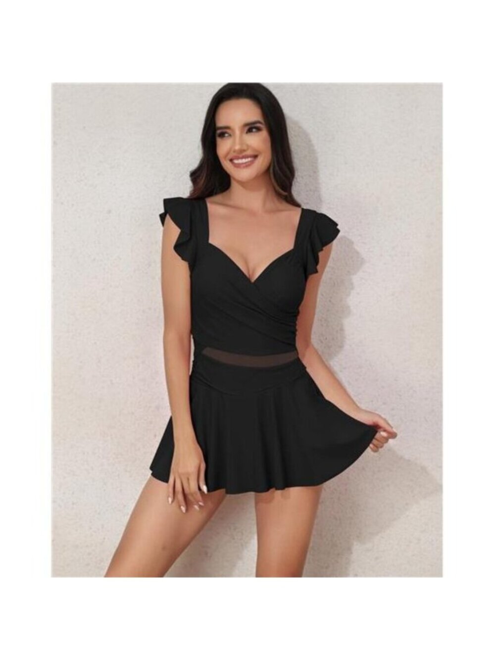 Women's Ruffle One Piece Swimdress Swimsuits Tummy Control Bathing Suit - Picture 5 of 7